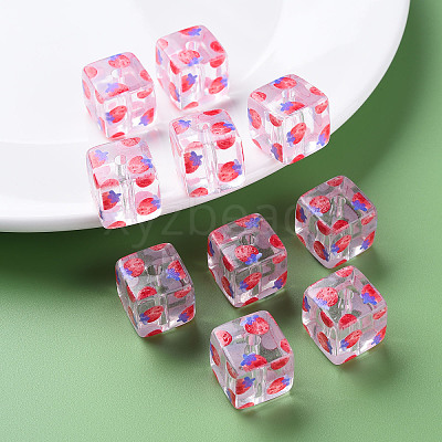 Transparent Printed Acrylic Beads MACR-S374-08A-03-1