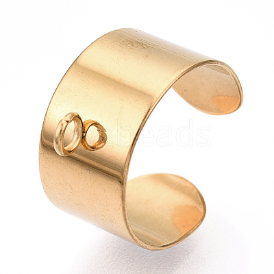 304 Stainless Steel Open Cuff Finger Ring Components STAS-WH0047-68G-1