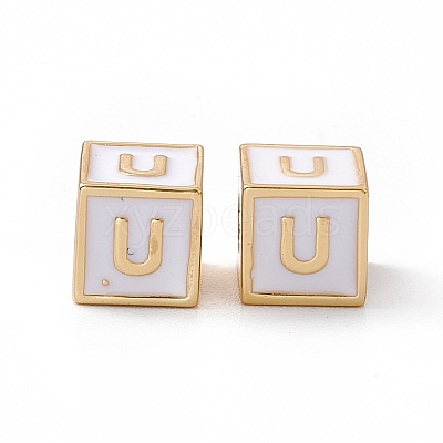Rack Plating Brass Enamel Beads KK-B060-04G-04U-1
