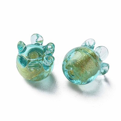 Handmade Gold Foil Lampwork Beads FOIL-T004-04A-1
