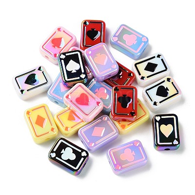 UV Plating Rainbow Iridescent Acrylic Enamel Beads SACR-G034-11-1