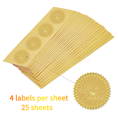 Plastic Self Adhesive Gold Foil Embossed Stickers DIY-WH0211-024-1