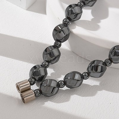 Round Twist Synthetic Non-Magnetic Hematite Beaded Necklaces NJEW-R020-04-1