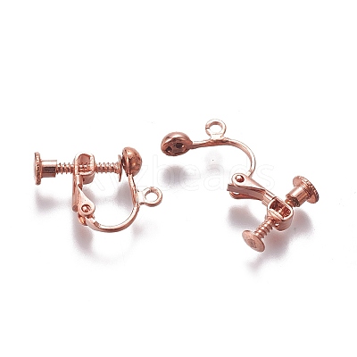 Rack Plated Brass Screw Clip-on Earring Findings KK-P169-04RG-1