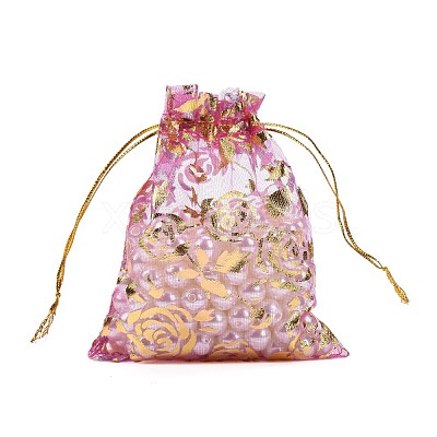 Rose Printed Organza Bags OP-R021-10x12-07-1