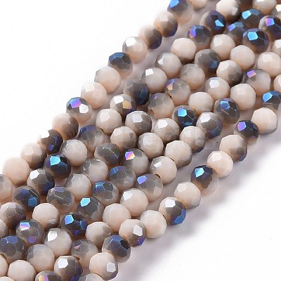 Electroplate Opaque Solid Color Glass Beads Strands EGLA-A034-P4mm-I04-1