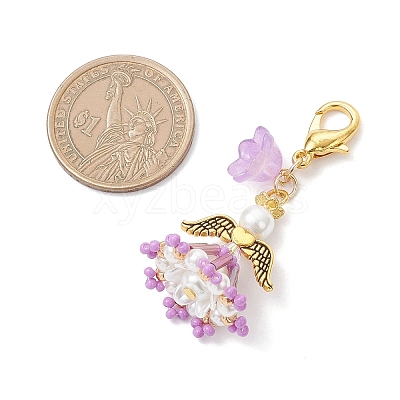 Handmade Glass Seed Beaded Angel Pendant Decorations HJEW-MZ00381-02-1