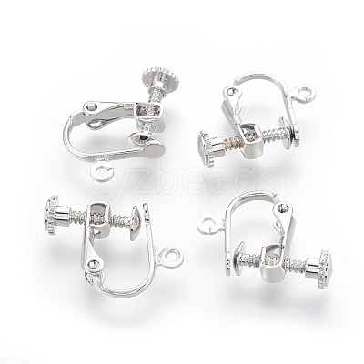 Racking Plated Brass Clip-on Earring Findings KK-P169-01P-1