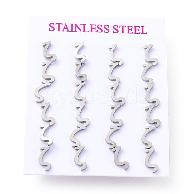 Tarnish Resistant 304 Stainless Steel Greek Alphabet Stud Earrings STAS-D007-07P-18-1