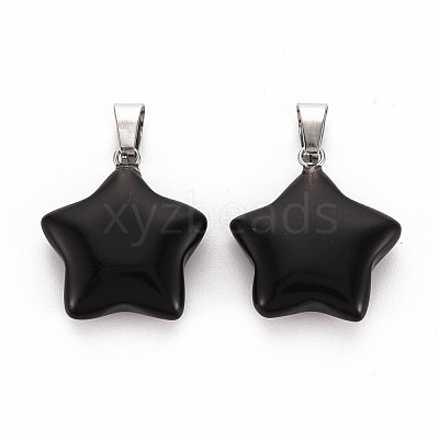 Star Natural Black Stone Pendants G-Q367-23-1