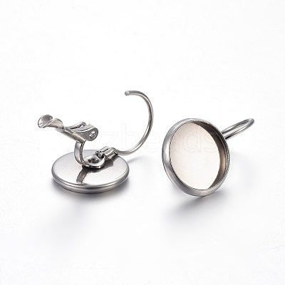Tarnish Resistant 304 Stainless Steel Leverback Earring Settings X-STAS-F191-03P-10mm-1
