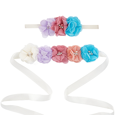 Polyester Waist Chain Belts and Headbands with Imitation Pearl DIY-WH0308-150C-1