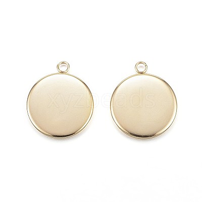 Ion Plating(IP) 304 Stainless Steel Pendant Cabochon Settings X1-STAS-G127-13-14mm-G-1