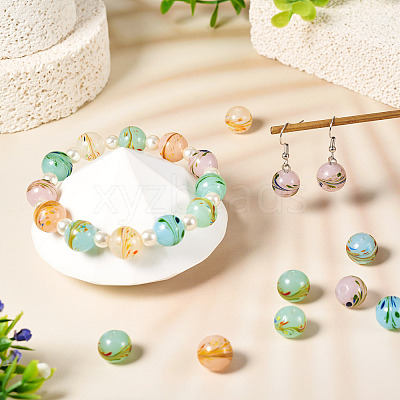 35Pcs 7 Colors Handmade Lampwork Round Beads LAMP-TA0001-58-1