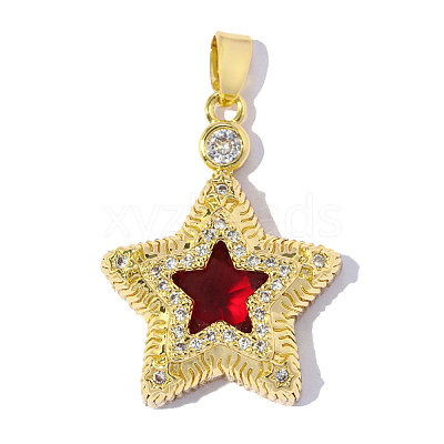 Brass Pave Red Cubic Zirconia Pendants CU-OY001-05G-1