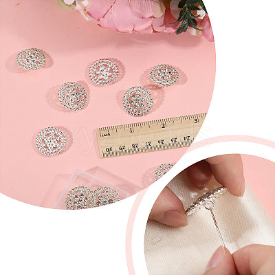 16Pcs 1-Hole Alloy Rhinestone Shank Buttons BUTT-CA0001-32-1