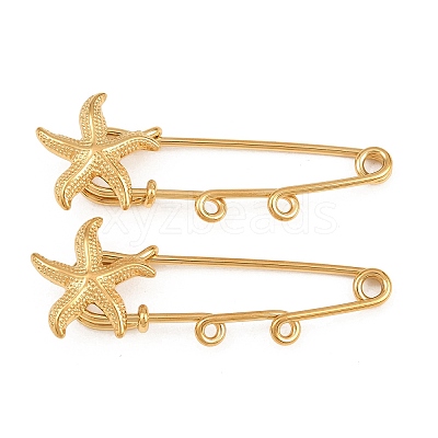 Starfish 304 Stainless Steel Safety Pins Brooch Findings SA-CBA098D-16H-G02-1
