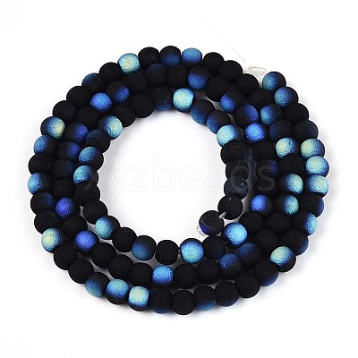 Frosted Opaque Glass Beads Strands GLAA-T032-P4mm-MBB01-1