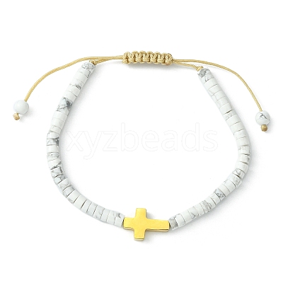 2Pcs 2 Style Natural Howlite & Synthetic Turquoise Braided Bead Bracelets Set BJEW-JB09464-02-1