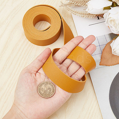 2M Flat Double Face Lychee Pattern Imitation Leather Band LC-WH0010-01A-05-1