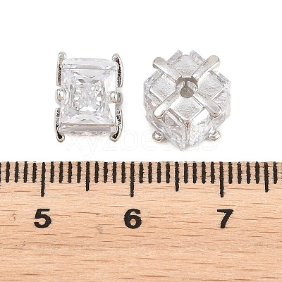 Brass Clear Cubic Zirconia Beads KK-B186-21C-P-1