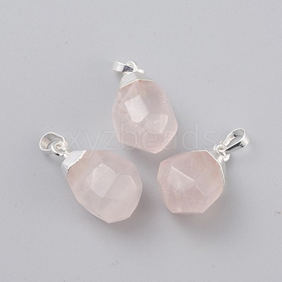 Natural Rose Quartz Pendants X-G-G845-07S-11-1