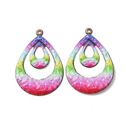 Rainbow Color Printed Iron Pendants RN-CBA3547-03D-1