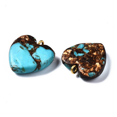 Assembled Bronzite and Synthetic Turquoise Pendants G-T111-04C-1