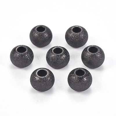 304 Stainless Steel Textured Beads Ion Plating(IP) STAS-I081-8mm-04B-1