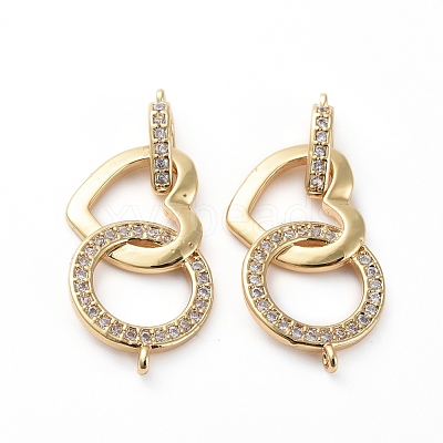 Brass Micro Pave Clear Cubic Zirconia Links Connectors ZIRC-L076-035G-1