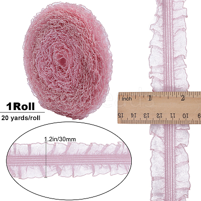 20 Yards Ruffled Nylon Elastic Lace Trim EW-WH0018-03A-1