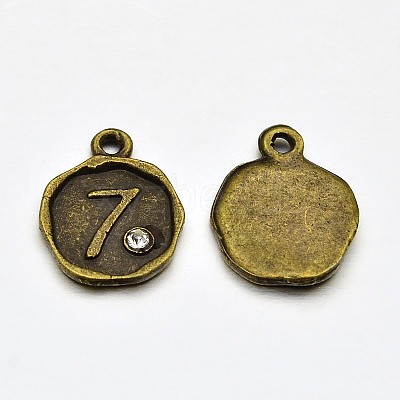Antique Bronze Plated Alloy Rhinestone Charms ALRI-J153-07-NF-1