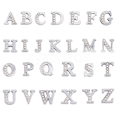 52Pcs 26 Style Alloy Rhinestone Slide Charms FIND-SC0005-51-1