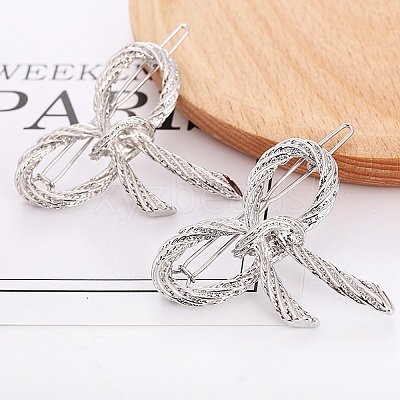 Bowknot Alloy Hair Barrettes AJEW-A056-03B-P-1