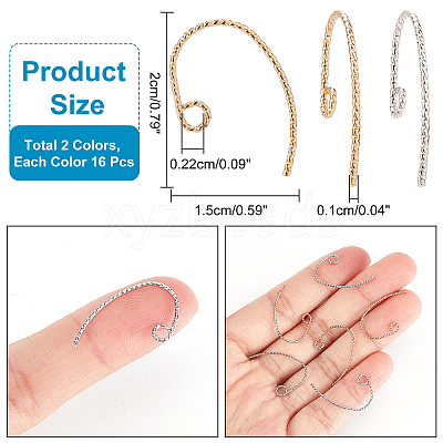 32Pcs 2 Colors Brass Earring Hooks FIND-AR0001-58-1