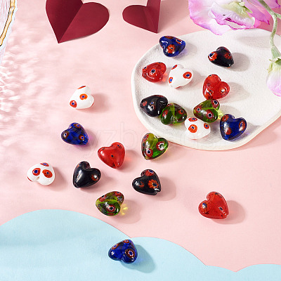20Pcs 5 Colors Handmade Millefiori Glass Beads LAMP-CW0001-10-1