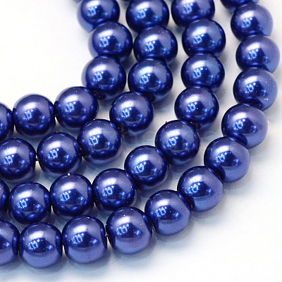 Baking Paint Pearlized Glass Pearl Round Bead Strands HY-Q330-8mm-19-1