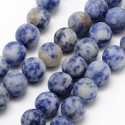 Natural Blue Spot Jasper Round Bead Strands G-D679-8mm-1
