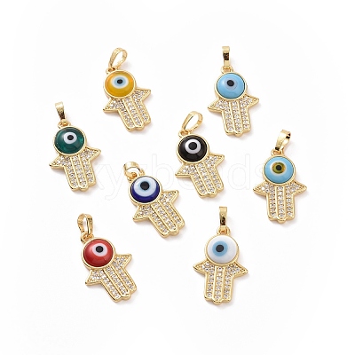Brass Micro Pave Cubic Zirconia Pendants ZIRC-F136-02G-1