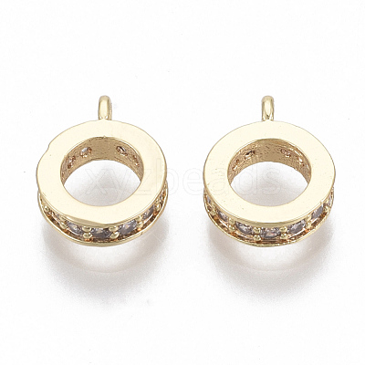 Brass Micro Pave Clear Cubic Zirconia Tube Bails KK-S348-486-NF-1