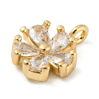 Brass with Clear Cubic Zirconia Charms X-KK-G478-02A-KCG-1