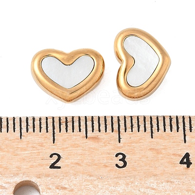 304 Stainless Steel Pave Natural Shell Cabochons Ion Plating(IP) STAS-H230-66G-1