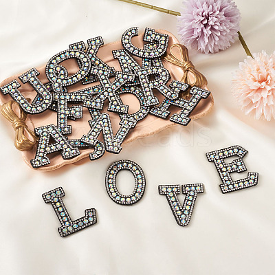Alphabet Resin Rhinestone Patches DIY-TAC0005-45B-1