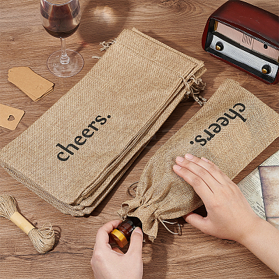 12Pcs Rectangle Jute Cheers Wine Drawstring Storage Bags FIND-WH0427-15A-1
