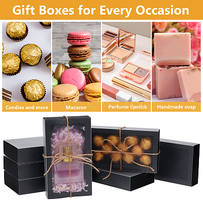Cardboard Drawer Gift Storage Boxes with Clear Cover LS-CON-WH0092-72C-02-1
