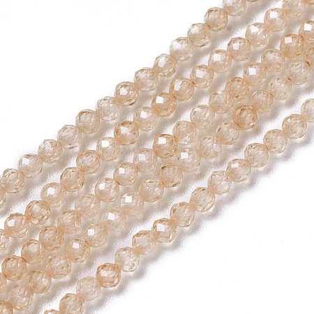 Cubic Zirconia Beads Strands G-F596-48F-2mm-1