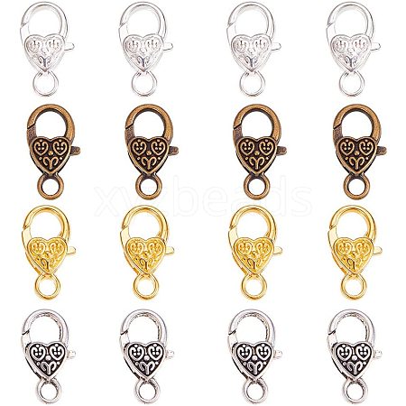 Tibetan Style Heart Lobster Claw Clasps PALLOY-PH0012-58-1