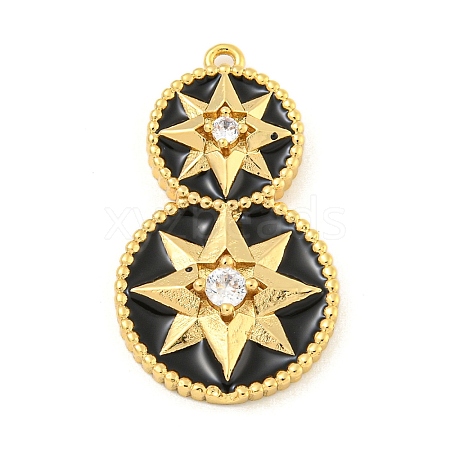 Rack Plating Brass Micro Pave Cubic Zirconia Pendants KK-N255-04A-G-RS-1