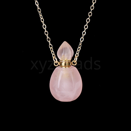 Natural Rose Quartz Perfume Bottle Pendant Necklace PW-WG2A891-10-1