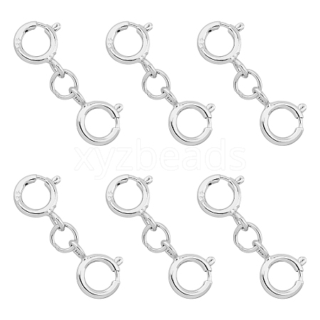 DICOSMETIC 6Pcs 925 Sterling Silver Double Spring Ring Clasps STER-DC0001-17P-1